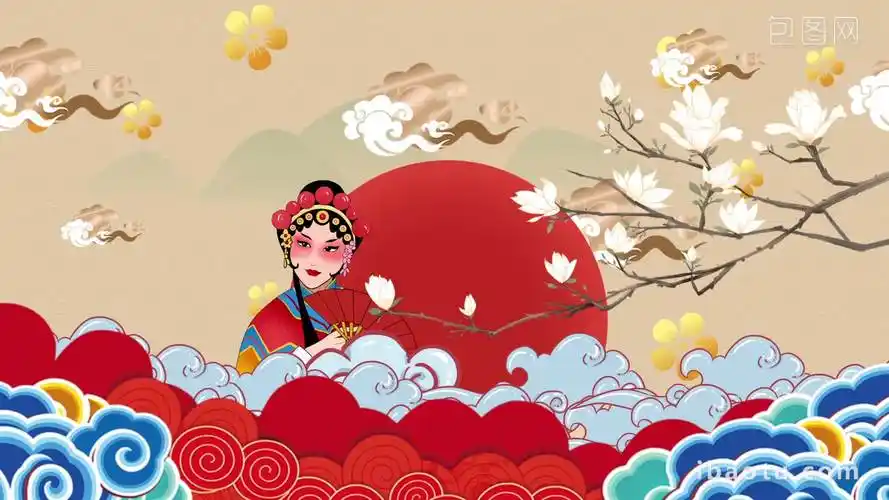 国潮戏曲人物舞台背景