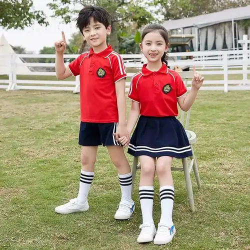 校服t恤短袖套装幼儿园园服儿童纯棉运动毕业照服装小学生夏季