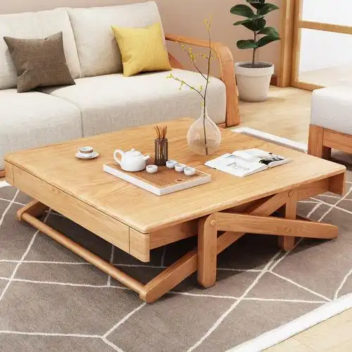 【清仓】北欧实木升降茶几餐桌两用折叠多功能餐桌小户型