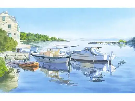 水彩手绘|海边小镇