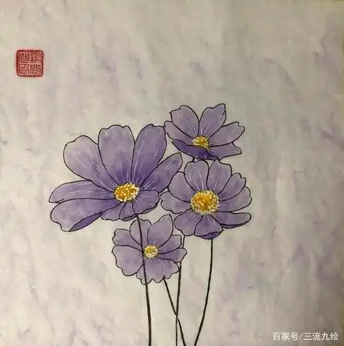 简单的花卉国画,入门的可以拿来练手