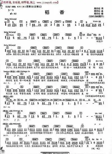 周杰伦 稻香简谱 pic1 www.jianpu8.com