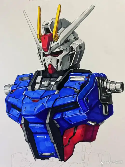 马克笔手绘高达 步骤图