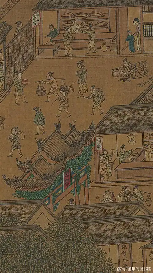 市井巷陌见人间本貌,仇英版《清明上河图》手机壁纸