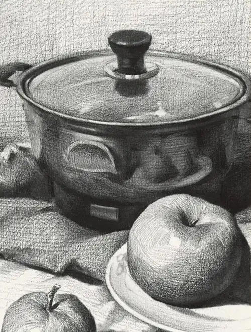 素描静物不同质感的静物画出来也不一样