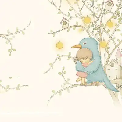 手绘彩绘暖色小鸟卡通儿童画册封面