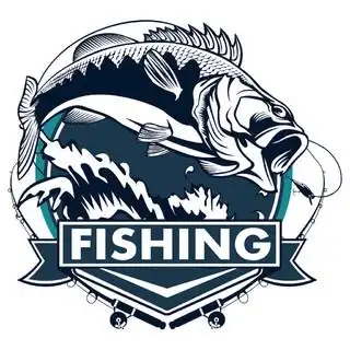 低音鱼与杆俱乐部徽章.钓鱼主题插图.在白色上隔离