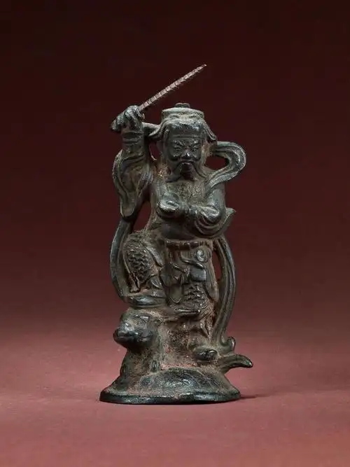 1042 明 铜黑虎元帅赵公明立像