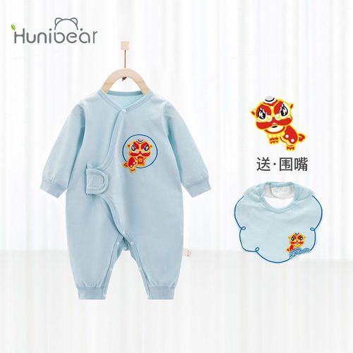 宝宝连体衣纯棉0-3月刚出生婴儿蝴蝶衣初生哈衣新生的儿秋装衣服