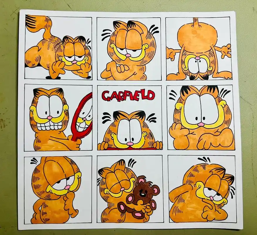 加菲猫马克笔简笔画.咋看咋喜欢#画画 #简笔画 #绘画过程  - 抖音