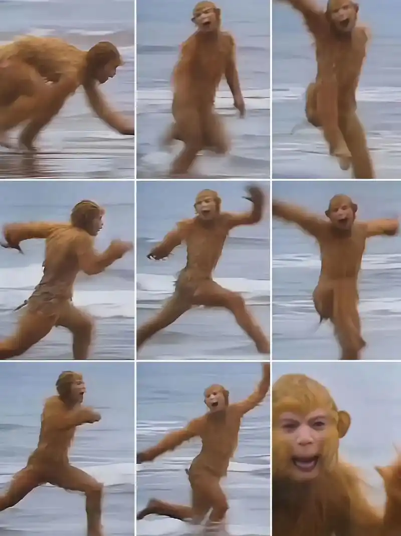 去海边拍照,那就学学孙悟空的拍照姿势吧,大家帮我看看图几拍的 - 抖