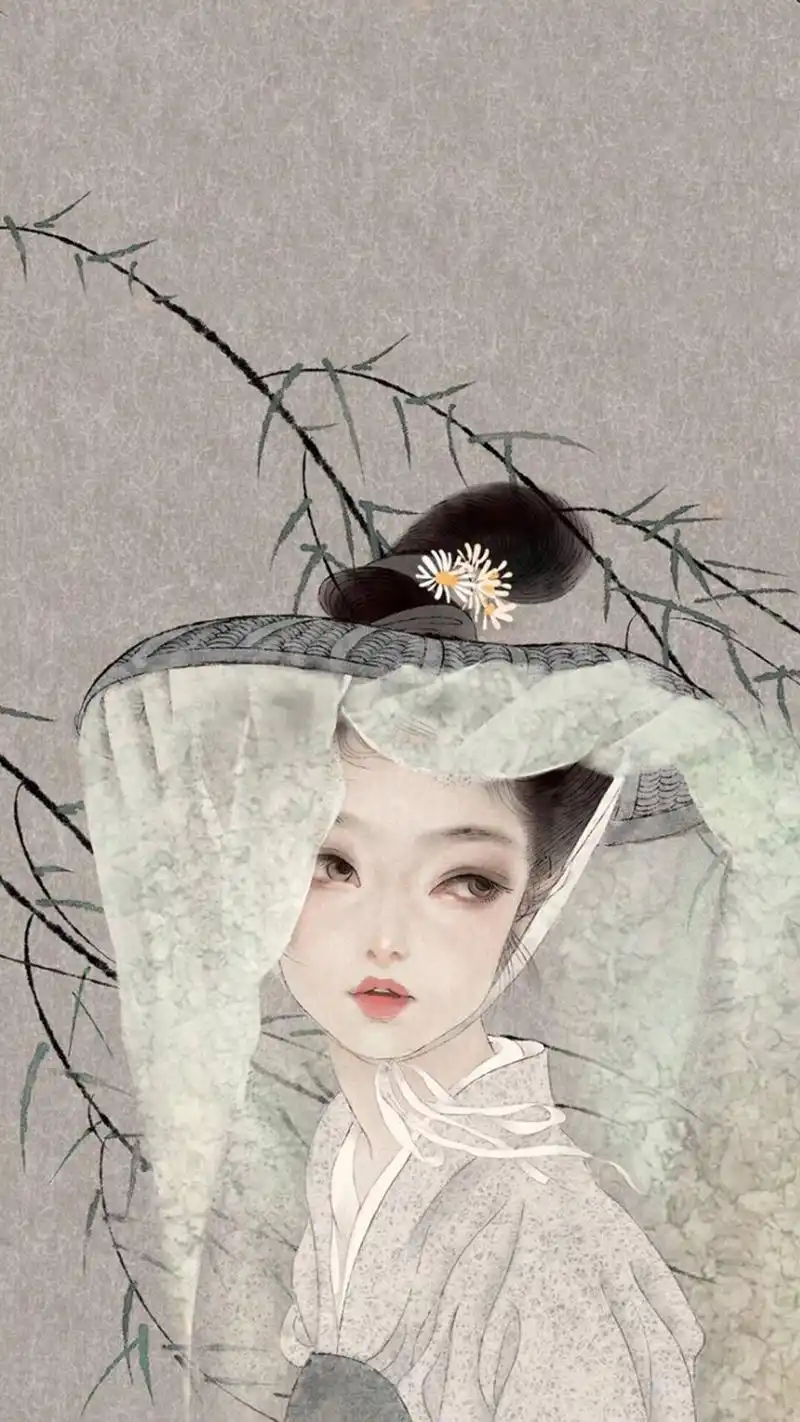 唯美古典中国风美女手绘高清手机壁纸