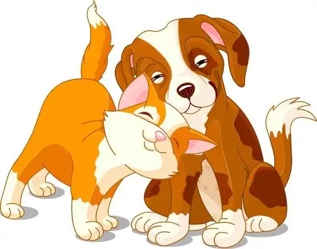 矢量卡通猫和狗