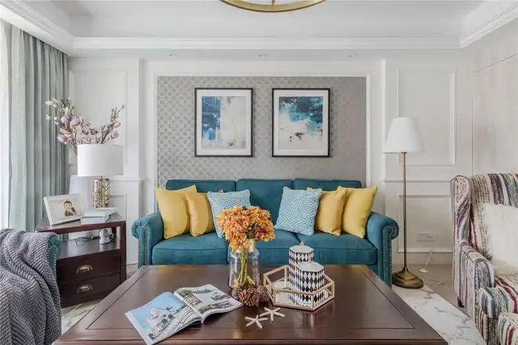 170㎡美式风格沙发背景墙装修效果图