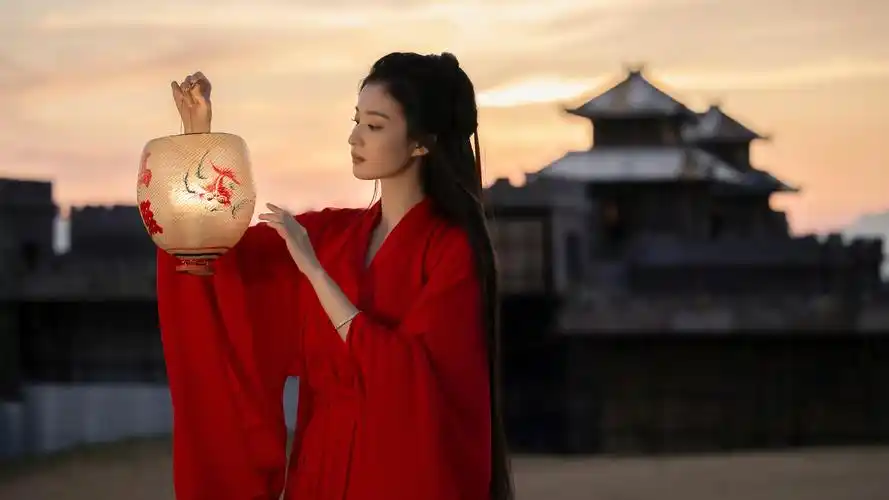 王楚然 红色古装裙子 灯笼唯美古风美女壁纸高清大图预览1920x1080