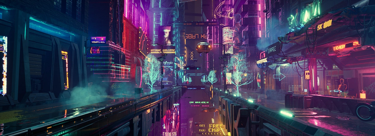 赛博朋克街道~~|三维|场景|sk咖咖_原创作品-站酷zcool