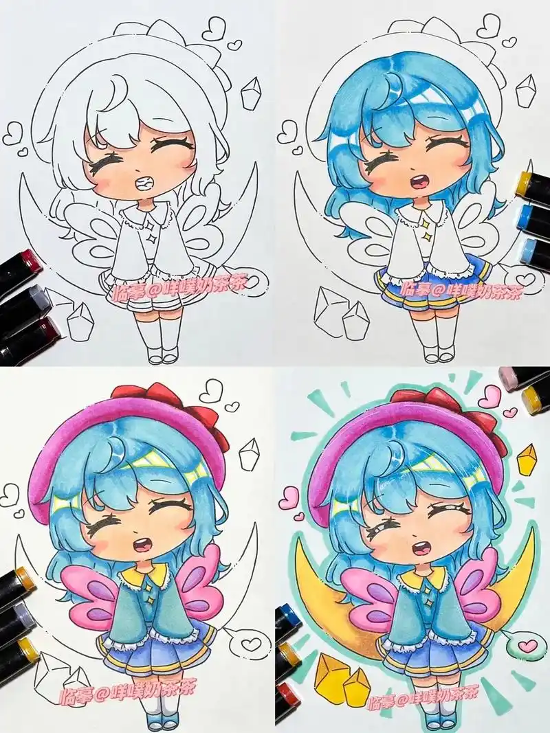 q版动漫|马克笔手绘|二头身动漫.#马克笔手绘 #动漫人物绘 - 抖音