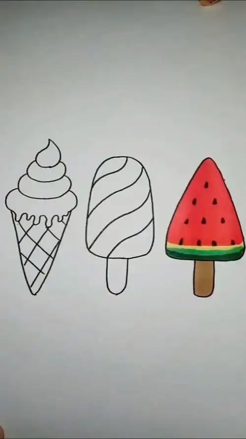 教大家如何画冰激凌雪糕,看到成品让人充满了食欲