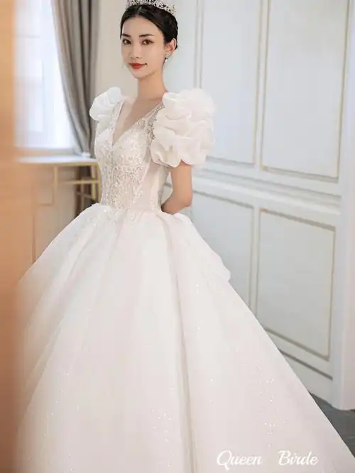 仙女泡泡袖婚纱一眼俘获你的芳心