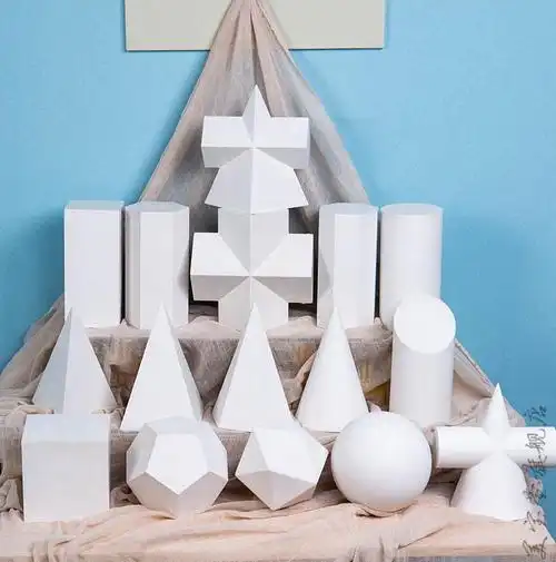 快递16个石膏几何体美术素描石膏像几何体模型大号几何体石膏几何体16