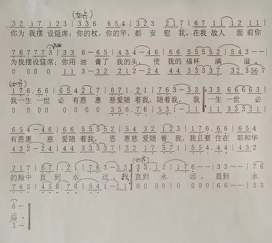 诗篇二十三篇 合唱 歌谱 简谱