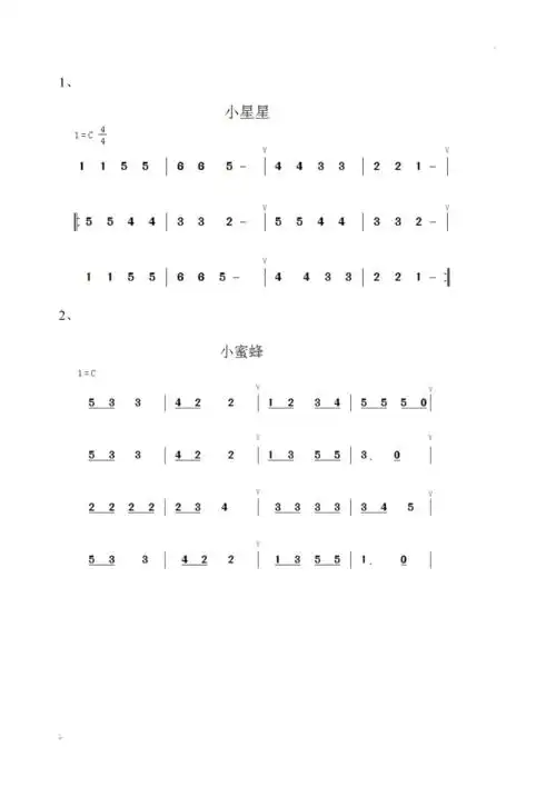 儿童乐器演奏学习初级简谱曲目15首