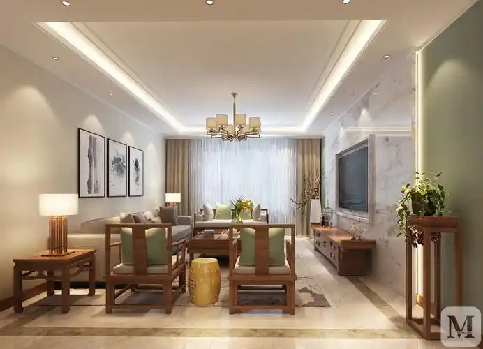 9万400㎡混搭别墅装修新中式将中国文化展现的简练,大气