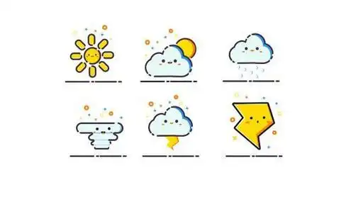 天气标志简笔画彩色