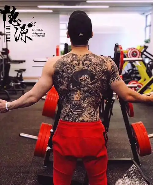 张顺破水门纹身图片_背部新传统纹身图案