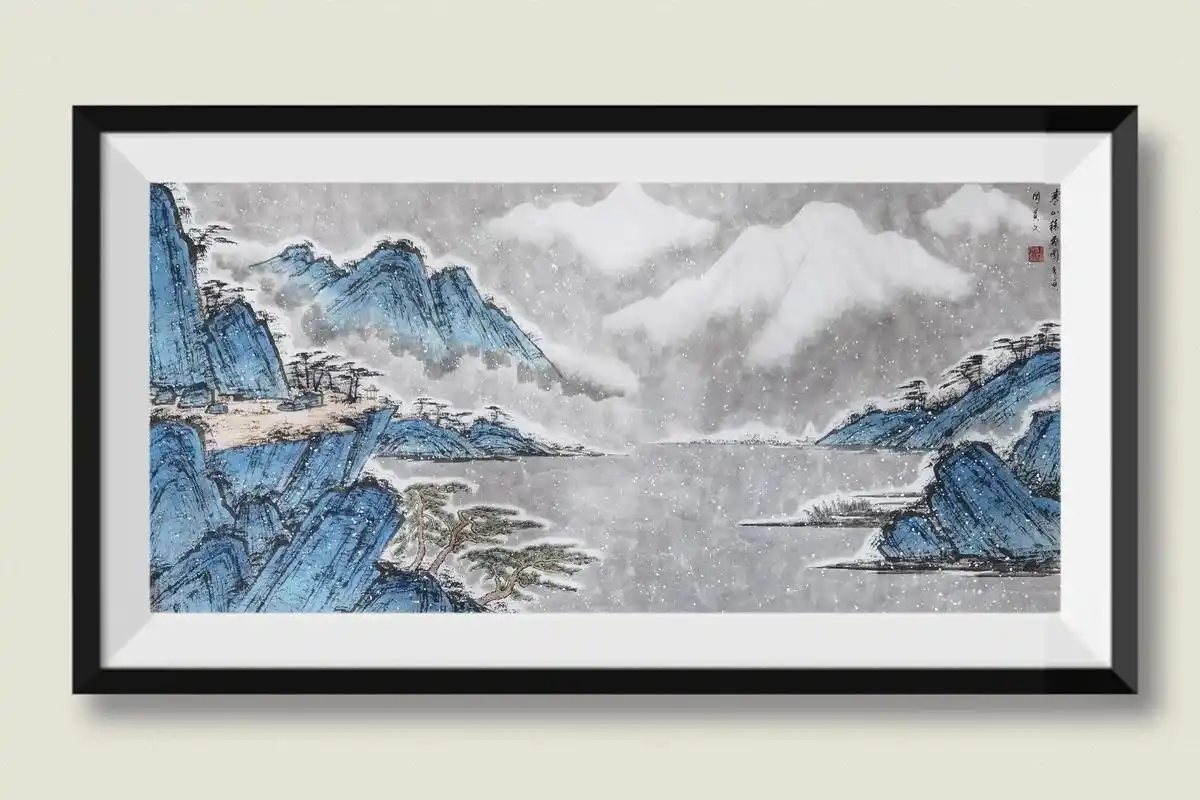 宝文山水#雪景山水画 #江山如此多娇  - 抖音