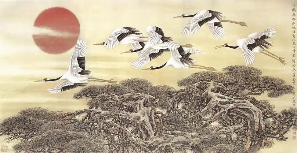 转载书画中国名家画笔下的仙鹤