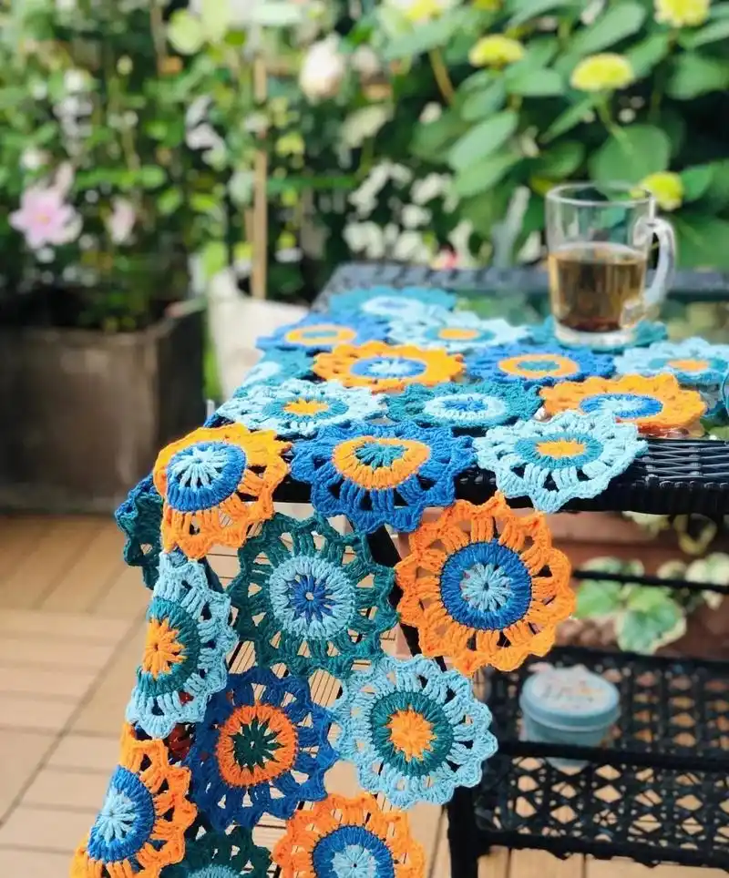 网图钩针毯子配色很清新附图解