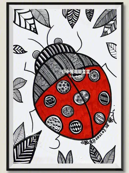 创意线描装饰画瓢虫