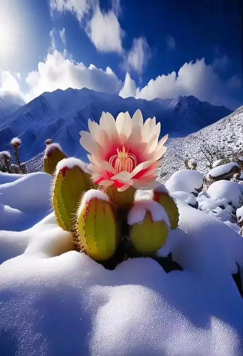 独占冰川风光的雪莲花.
