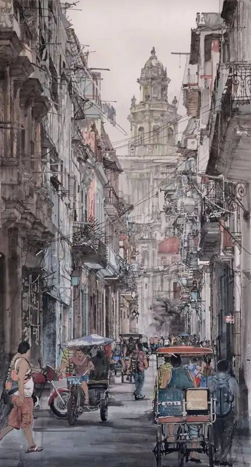 纯水墨都市街景一种特别的审美效果