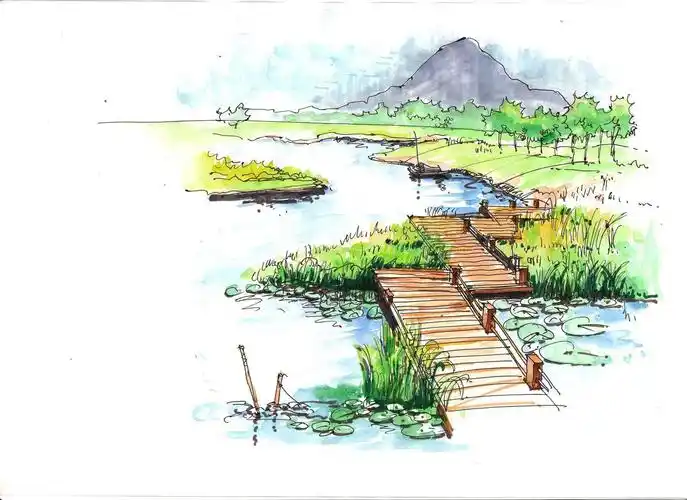 旅游景点景观手绘效果图