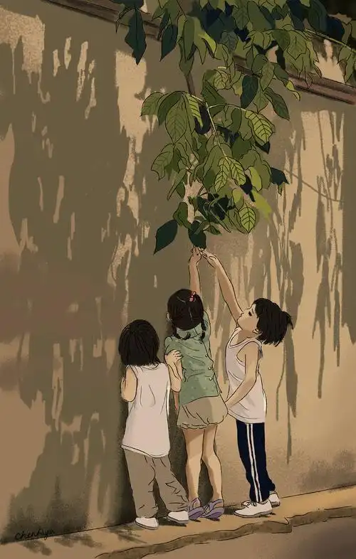 童年——照片临摹|插画|创作习作|夜色中的音符 - 原创作品 - 站酷