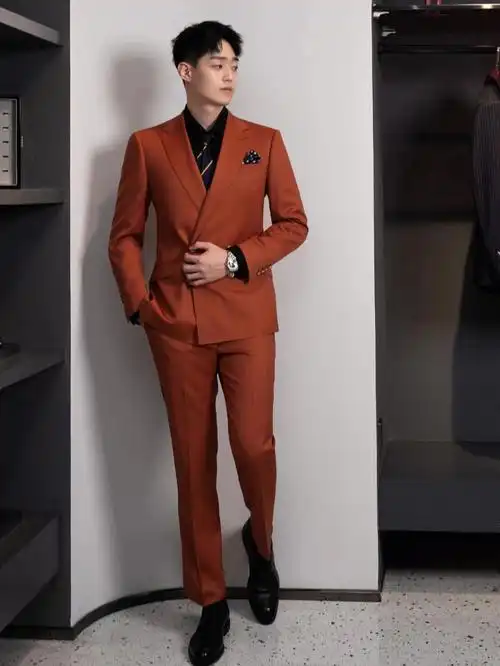 西装定制橘色西装风暴休闲正式两不误