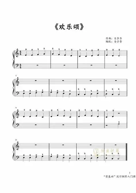 急求《欢乐颂》钢琴曲,简单双手简谱!