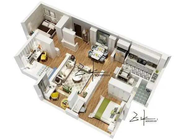 90平米房子立体图 房子立体图