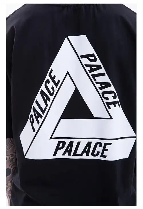 欧美潮牌夏季新款男装 经典三角字母印花 男式t恤 黑色 l