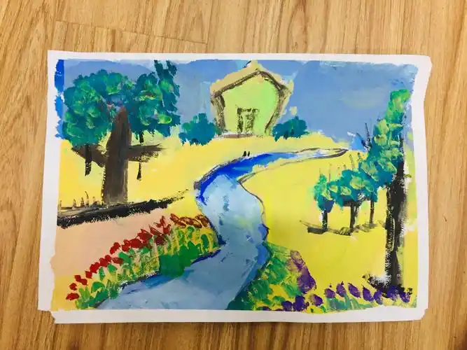 水粉风景s构图3,周六水粉班