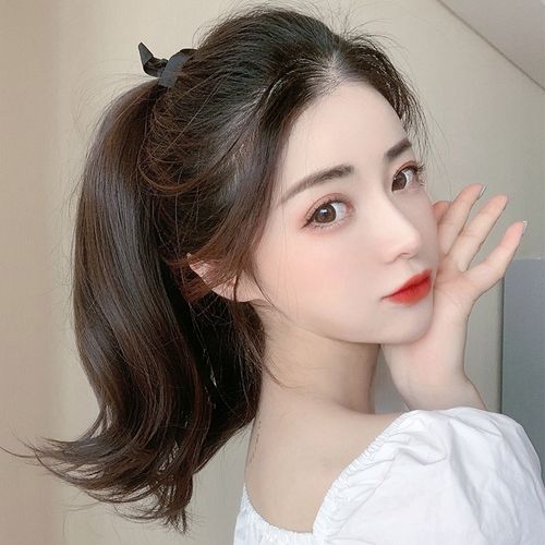 假发绑带式微卷短马尾女网网红抓夹仿真片可马尾