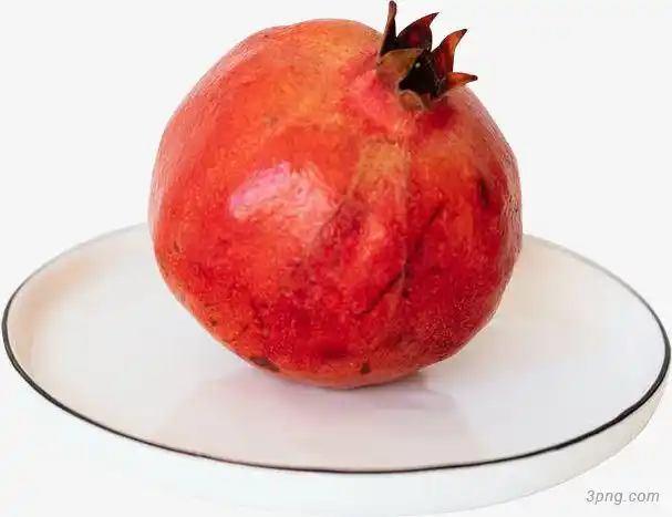 放在盘子上的红石榴png素材透明免抠图片-其他元素