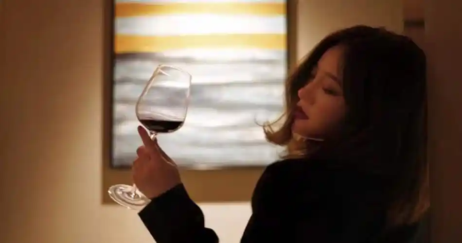 女生手握酒杯伤感图片