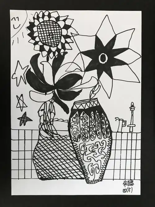 怡园小学北校区2015级15班小画展(第二期)——黑白画(花卉)