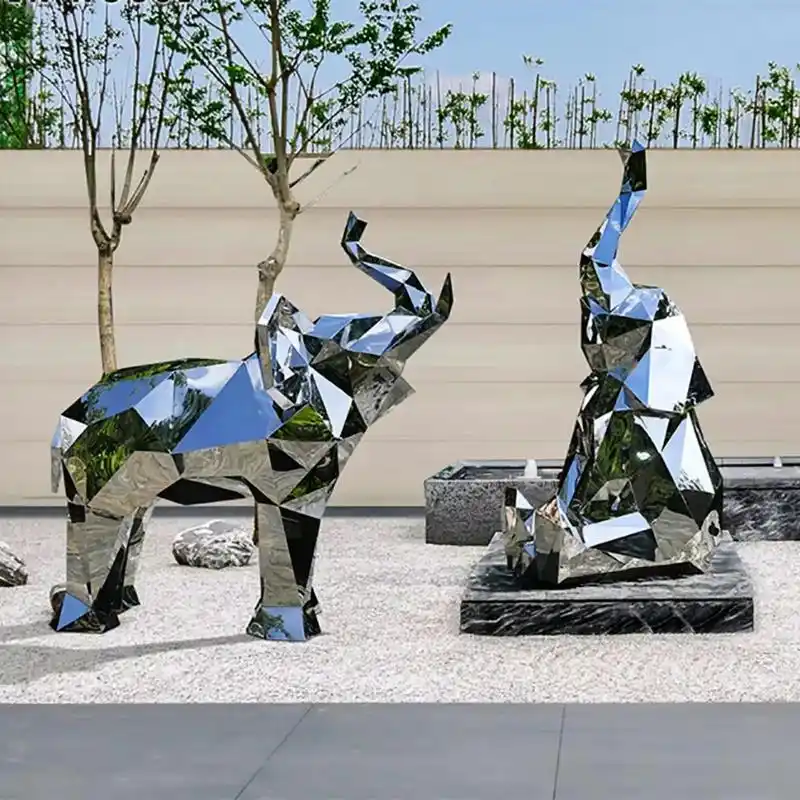 不锈钢切面几何大象,各种动物加工定制.#不锈钢雕塑 #纯手工 - 抖音