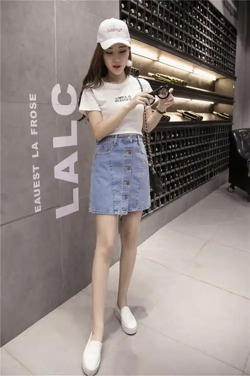 牛仔短裙裤春夏热裤短裤裙女高腰a字裙半身裙带内衬防走光包臀裙