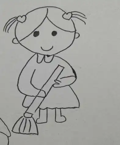 小女孩扫地简笔画步骤视频