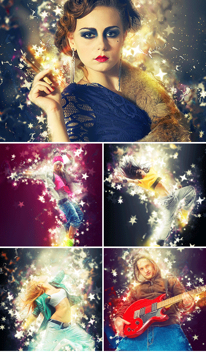 极品ps动作繁星散射gif动画